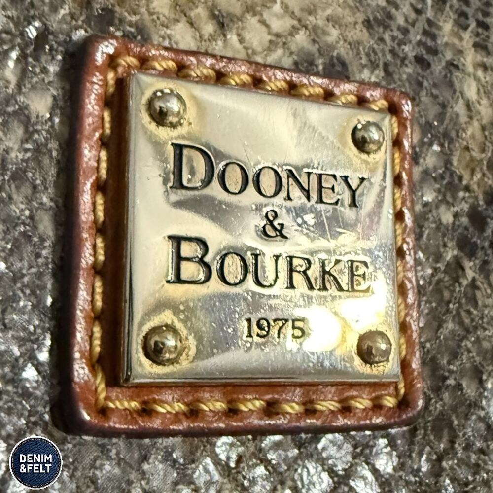 Dooney & Bourke Snakeskin Embossed Leather Tote Shoulder Bag Zip Top Brown Large - Picture 12 of 14